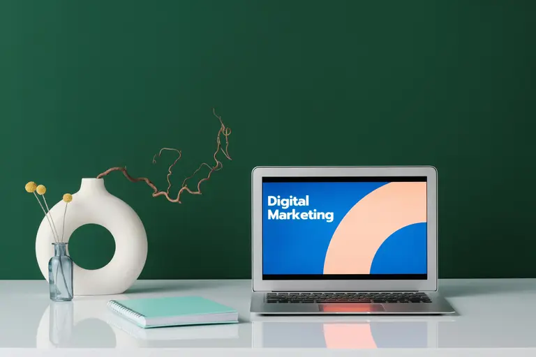 Digital marketing on a laptop screen