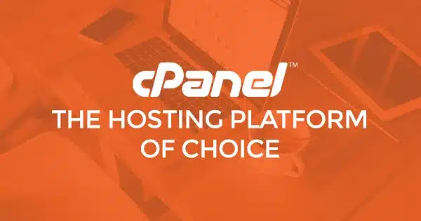 cPanel logo on an orange background
