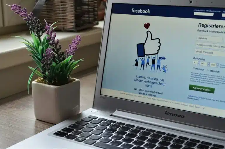 Facebook on a laptop screen