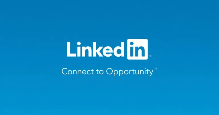 LinkedIn on a blue background