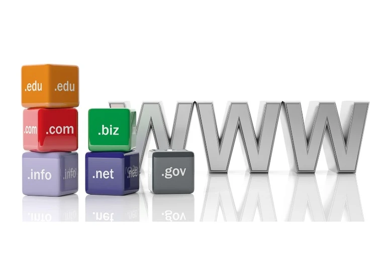 blocks with domain name extensions with three w's in the background