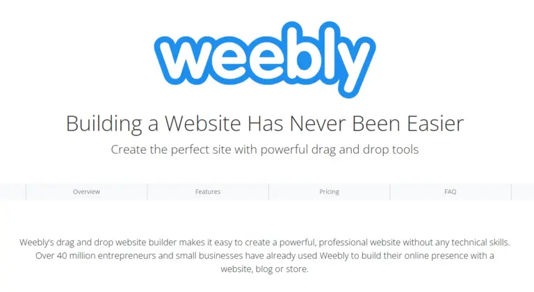 Weebly Page builder screenshot